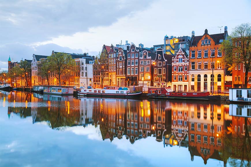 Photo of Amsterdam buildings along the water