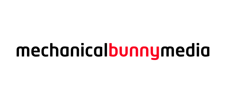 Mech Bunny Logo - Black and red sans-serif type