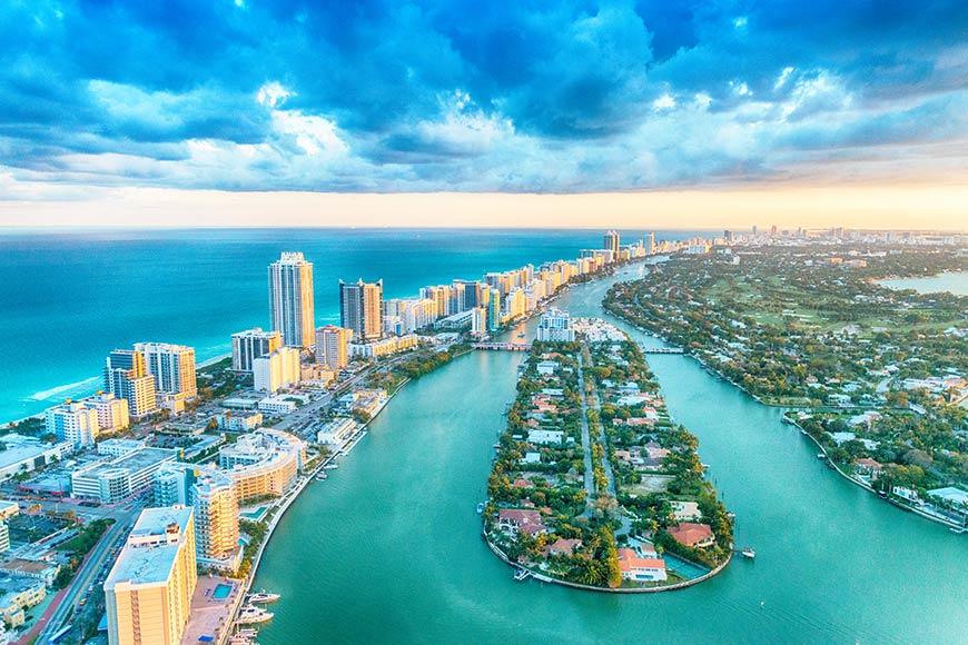 Aerial photo of Miami skyline