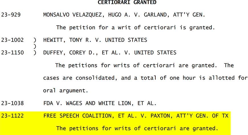 Screenshot of court document